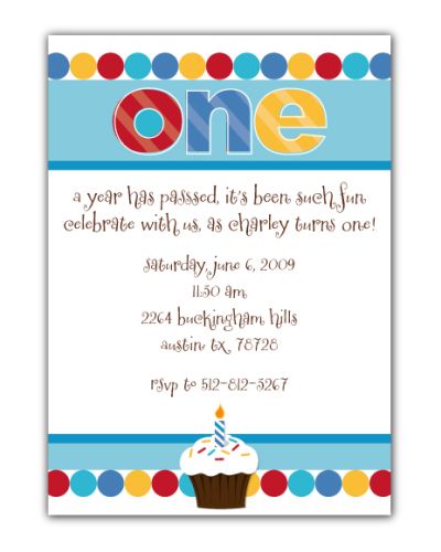 Cupcake Dots First Birthday Invitation, 16 count