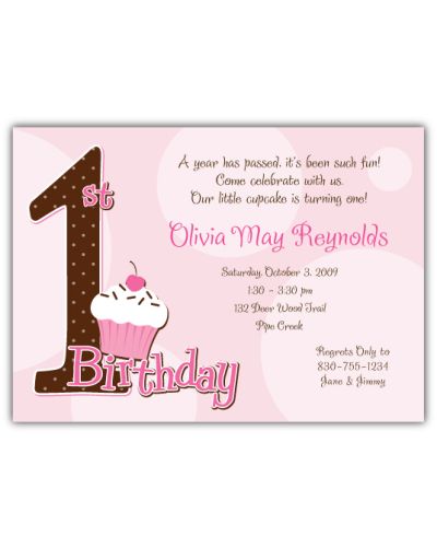 First Birthday Polka Dot Invitation for Girls, 16 count