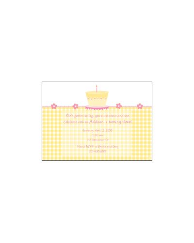 Cute Cake in Pink Birthday Invitation, 16 count