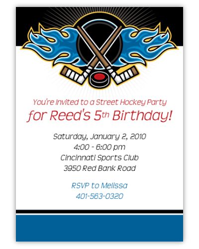Hockey Party Invitation, 16 count