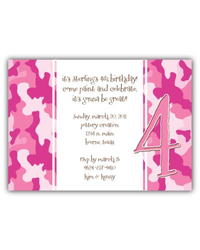 Pink Camo Birthday Invitation