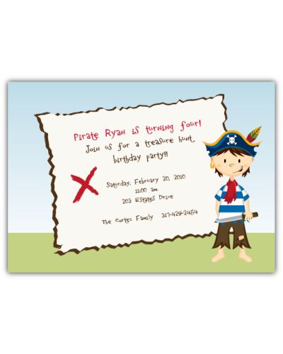 Pirate Boy Treasure Map Birthday Invitation