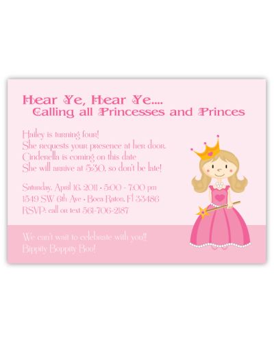 Princess on Pink Birthday Invitation