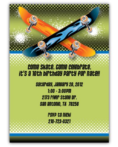 Skateboards Party Invitation