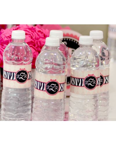 Zebra Diva Baby Shower Personalized Water Bottle Labels