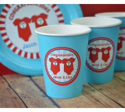 12 Twin 1 Twin 2 Dr. Seuss Onesies Personalized Twin Baby Shower Cups