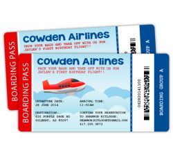 Airplane Party Boarding Pass Ticket Style Invitation, 16 count