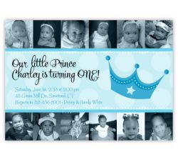 Baby Boy First Birthday Year in Photos Invitation, 16 count