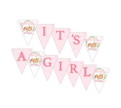 Baby Deer Baby Girl Baby Shower Ribbon Banner, It's A Girl