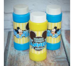 Baby Mickey First Birthday Personalized Bubbles Favors