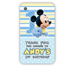 Baby Mickey First Birthday Personalized Favor Tags