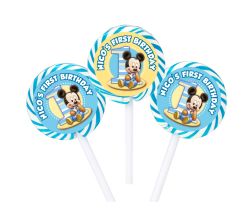Baby Mickey Mouse Frist Birthday Personalized Lollipop Favors