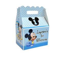 Baby Mickey Mouse First Birthday Party Gable Favor Box