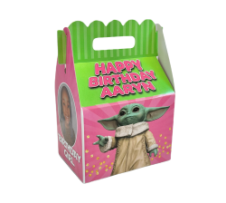 Baby Yoda Birthday Party Favor Gable Box Pink & Green