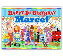 BabyFirst TV Birthday Party Backdrop Banner, Table Decoration