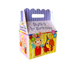BabyFirstTV Harry Bunny & VocabuLarry Rainbow Birthday Party Favor Gable Box