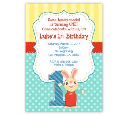 BabyFirstTV Harry the Bunny Birthday Invitation, 16 count