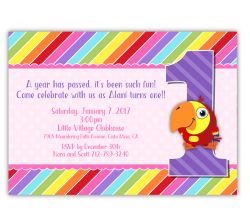 BabyFirstTV VocabuLarry Rainbow Stripe First Birthday Party Invitation