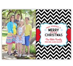 Black Chevron Merry Little Christmas Photo Card