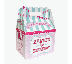 Circus Carnival Girl Party Pink and Aqua Party Favor Box