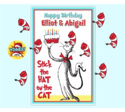 Cat in the Hat Birthday Party Game Pin the Hat on the Cat