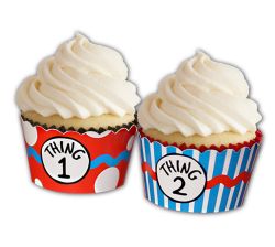 Cat in the Hat Birthday Party, Personalized Cupcake Wrap Covers