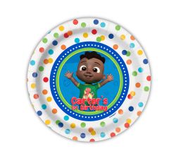 Cocomelon Birthday Personalized Party Plates, 7 inch, 12 count, confetti dots plates, jj and school friends, birthday plates, paper plates, cocomelon party plate