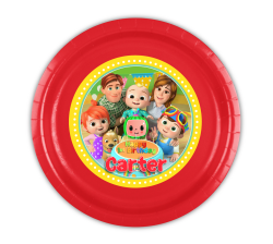 Cocomelon Birthday Personalized Party Plates, 9 inch, 12 count, JJ family theme