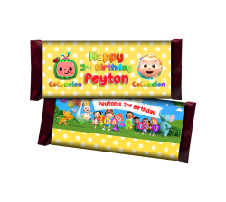Cocomelon Birthday Party Personalized Hershey's Chocolate Candy Bar Wrappers, 12 count