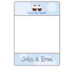 Cupcakes Twin Boys First Birthday Thank You Note Card