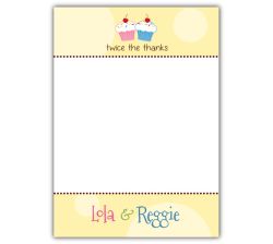 Cupcakes Twins First Birthday Thank You Note Card
