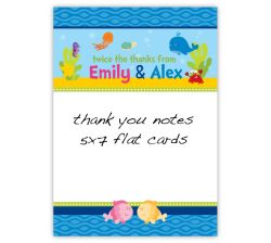 Deep Sea Ocean Friends Twins Thank You Note Card