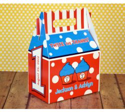 Dr. Seuss Thing 1 & Thing 2 Cupcakes FIRST Birthday Personalized Gable Box Favor