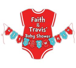 Dr. Seuss Thing 1 Thing 2 Onesies Personalized It's Twins Baby Shower Banner