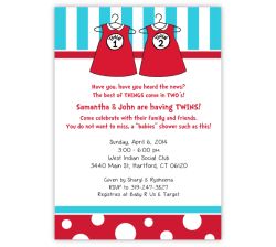 Dr Seuss Twin 1 & Twin 2 Dresses Baby Shower Invitation