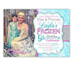 Frozen Ice Princess Glitz and Glitter Photo Birthday Party Invitation, 16 count