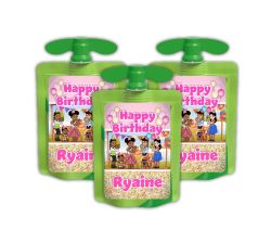 Gracies Corner GoGo Fruit Squeezers Party snack labels, personalized party snacks