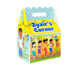 Exclusive Gracie's Corner party favor box designed exclusively for boys. Personalized, fully printed and custom made just for your baby boy. The perfect party keepsake for an unforgettable birthday bash!