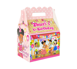 Gracie’s Corner Birthday Party Gable Favor Box, Pink & Gold, goody bag, custom favor, gift box, treat box, candy box, on sale now