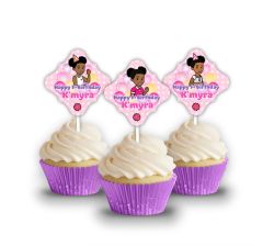 Cupcake Toppers, Personalized Cupcakes, African American, Gracies Corner Stickers, Custom party supplies, Personalized party decorations, Unique party favors, African American Themed party supplies, High-quality party products, Customized event accessorie