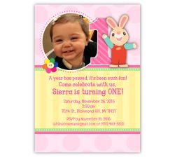 Harry the Bunny Birthday Party Photo Invitation For Girls, 16 count