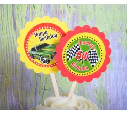 Hot Wheels Race Car Personalized Cupcake Toppers / Picks