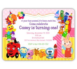 BabyFirstTV First Birthday Invitation for Baby Girl, 16 count