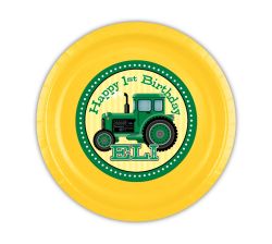 John Deere Green Tractor Personalized Party Plates, 9inch, 12 count