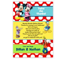 Mickey Mouse & Friends Twin Boys Pre-Printed Thank You Note Card