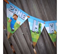 MineCraft Personalized Party Ribbon Banner