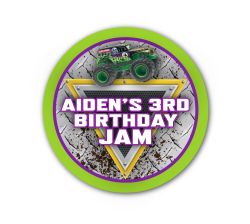 Monster Jam Grave Digger Monster Truck Party Personalized 3" Stickers