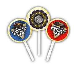 Monster Jam Party Personalized Lollipop Favors