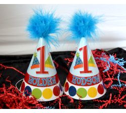 Party Hats Theme Twins Birthday Personalized Party Hats