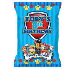 Paw Patrol theme, custom printed and personalized for your child's birthday paw-ty. Holds your bag of chips or snacks (buy 1 ounce bags to fit properly) Decorate your party table with these them snack bags